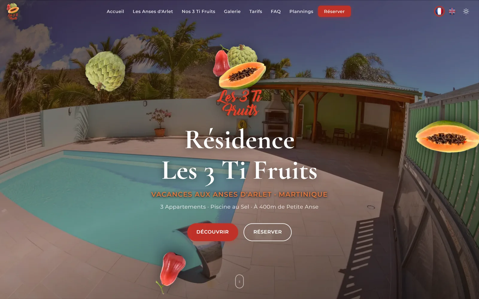 Site Les 3 Ti Fruits — location de vacances Anses d'Arlet