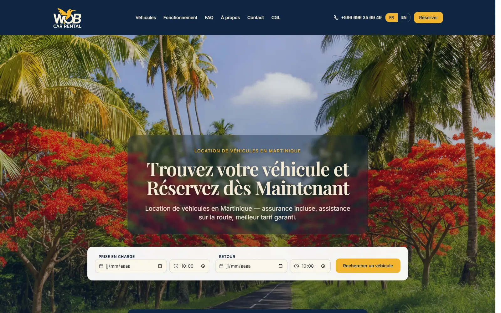 Site WOBcars — location de véhicules en Martinique